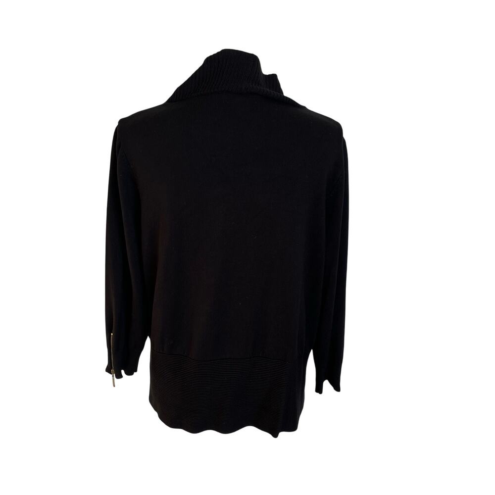 Carmen Marc Valvo Cardigan Women's XL Black Gold Zipper Cuffs Dressy Topper - Picture 6 of 10
